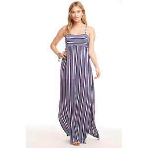 CHASER X EVEREVE NWT T Back Stretch Jersey Striped Maxi Dress // XS